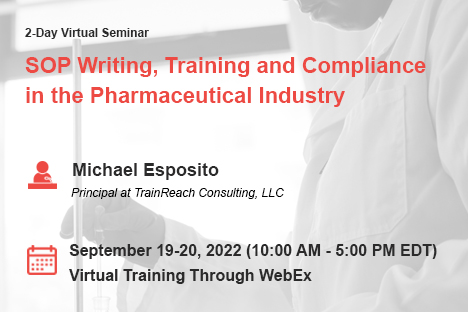 SOP Writing, Training and Compliance